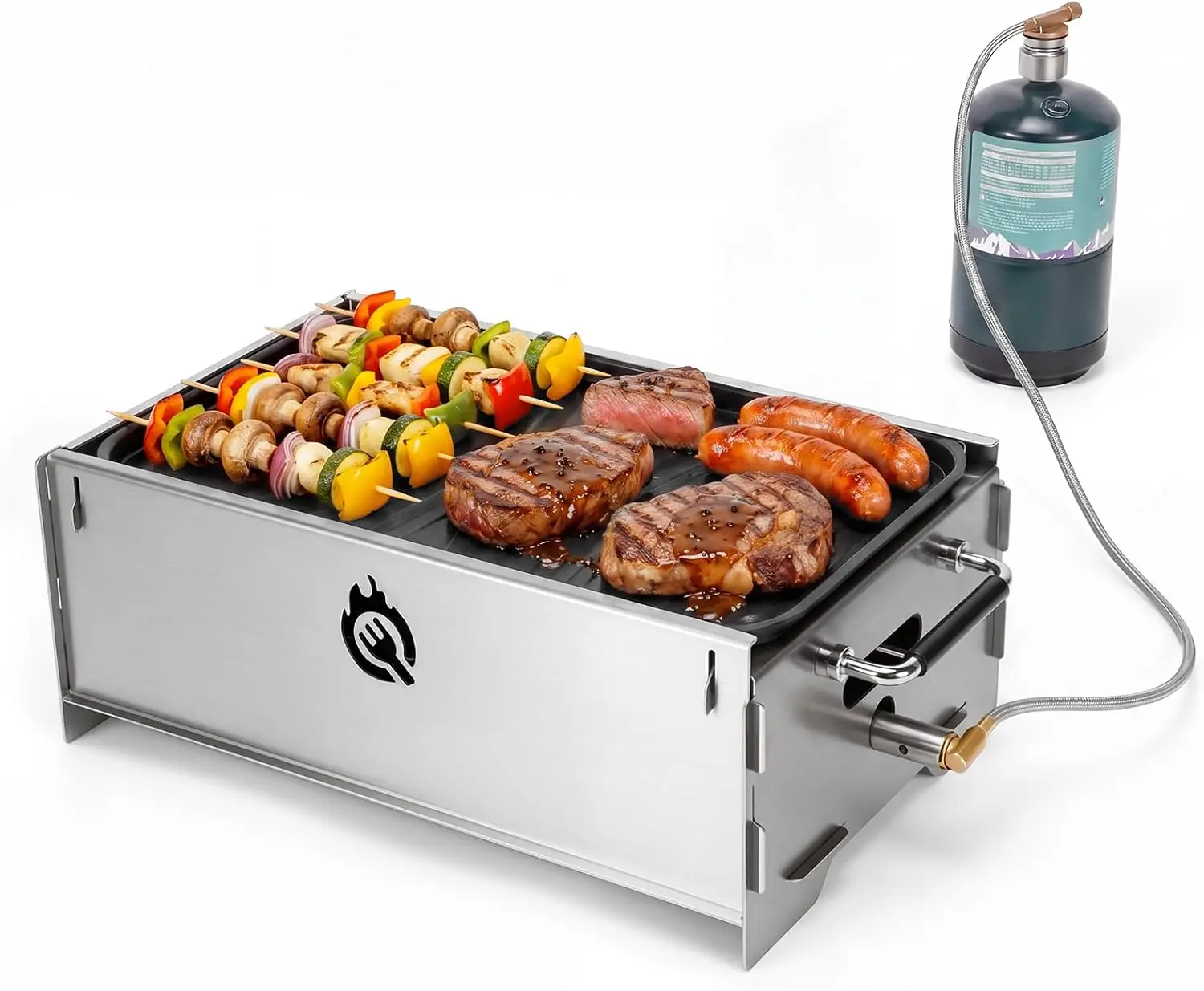 Portable Charcoal Grill for Camping, Foldable Stainless Steel Tabletop Grill