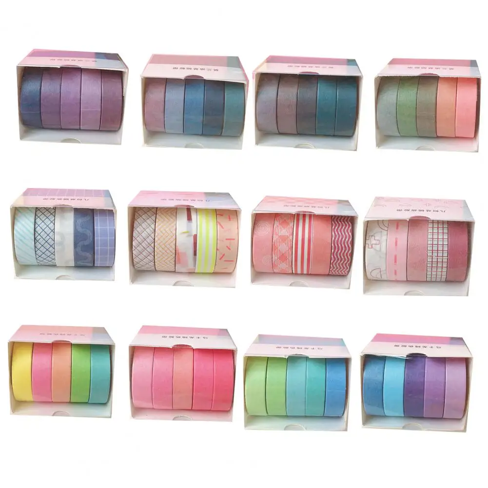 5 Rolls Decal Decorative Nice-looking Washi Macaron Hand Account Sticker Tape for Girls