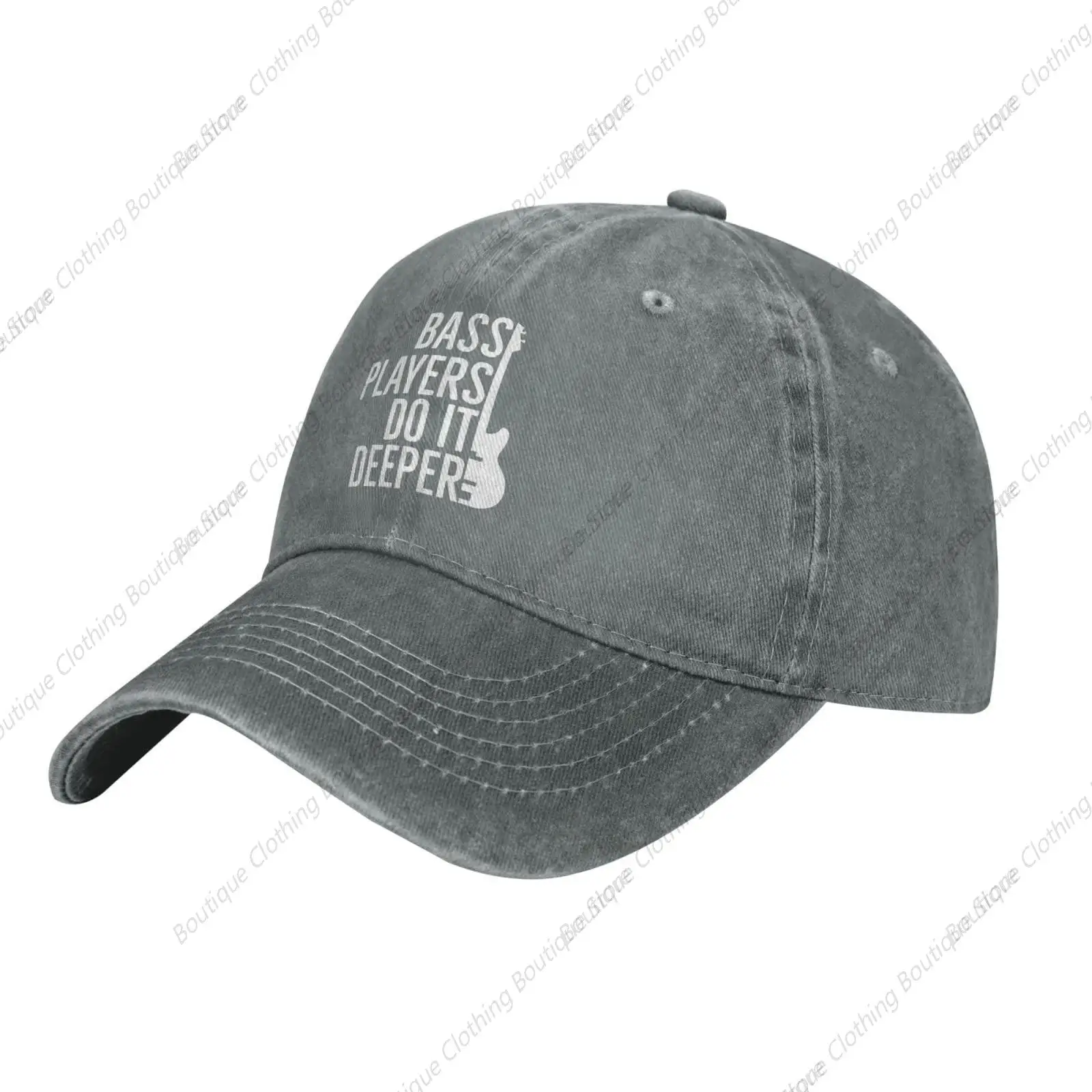 Bass Guitar Lover Hat Cap Bass Player Do It Deeper Hat for Men Dad Hat Cool Cap Gray