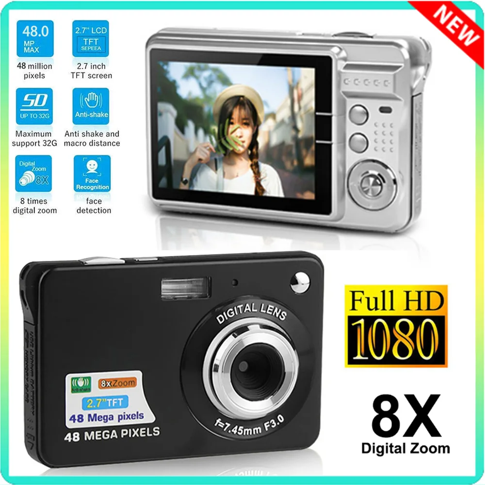 

Цифровая камера HD 1080P, 48 МП, камера для видеоблогов с автофокусом, 2,8-дюймовый ЖК-экран, портативная камера для фотосъемки, видеоблогов