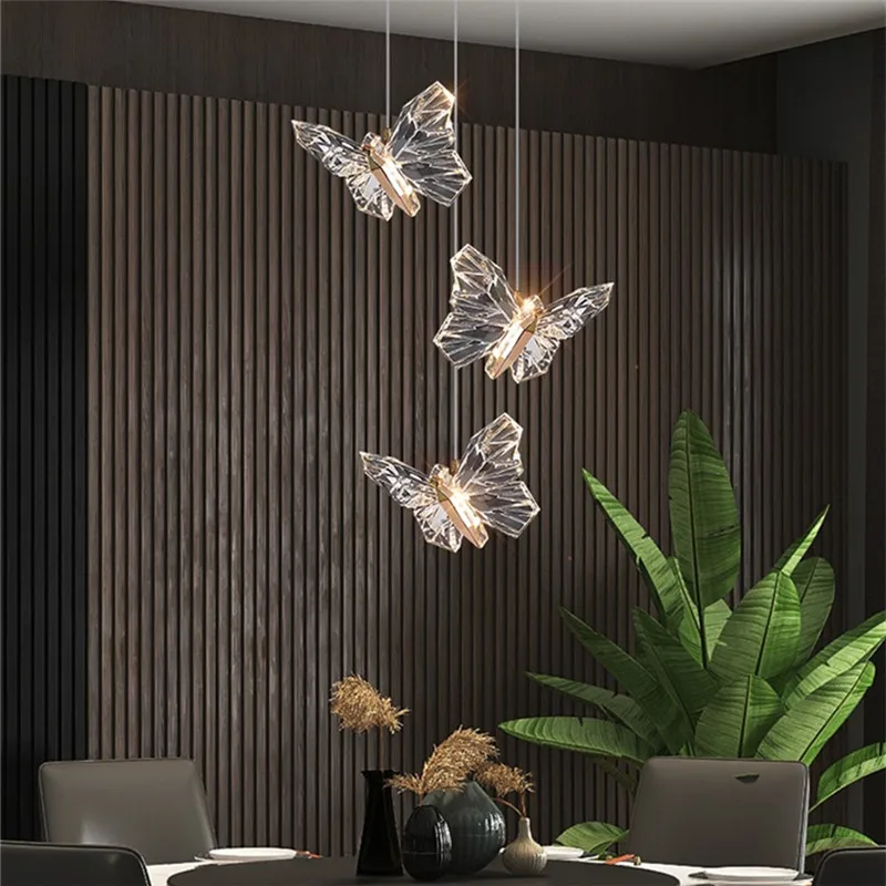 Nordic crystal pendant light LED Rich butterfly lamp Bedside Drops Hanging Lamps Modern Living Room Decoration hall way light