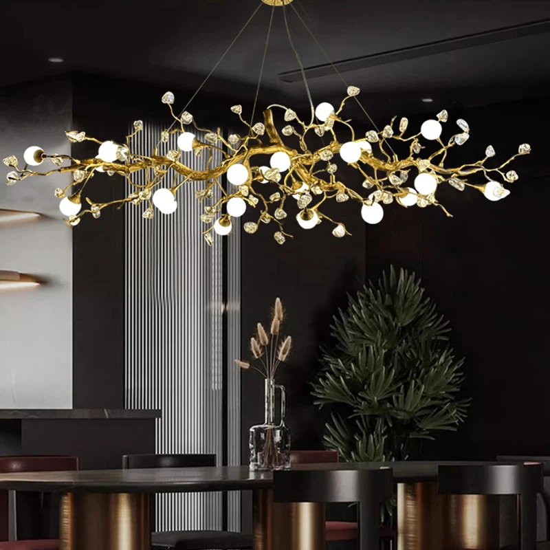 Modern Luxury Villa Chandelier Crystal Lamp for Kitchen Island Designer Art Decorative Lighting Fixture