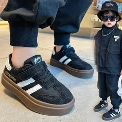 Boys Girls Casual Sneakers Children Breathable Anti-skid Soft Sole Shoes Kids Hook and Loop Slip on Comfort Thick Flat Shoes