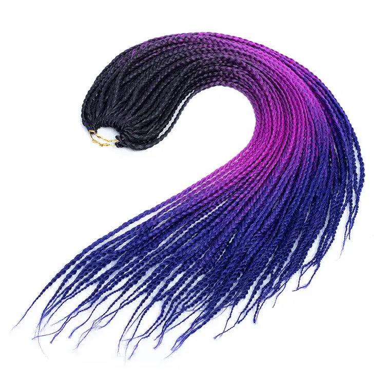 19 Color Ombre Box Crochet Hair Braids 24 Inch Zizi Synthetic Hair Extension For Braids Kanekalon Braiding Hair Pre Stretched