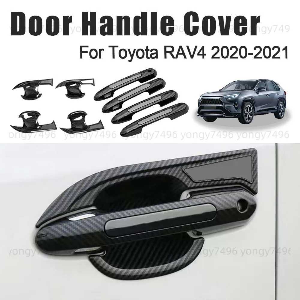

Protective Cover Door Handle Cover For Toyota RAV4 2020-2021 Carbon Fiber Cars Accessories Door Bowl Decoration Styling