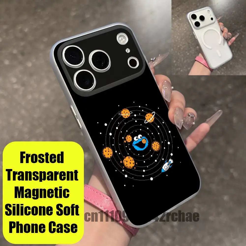 For Cookie Monster Fanart Phone Case For iPhone 15 17 12 14 13 18 16 11 Plus Pro Max Mini For Magsafe Magnetic Clear