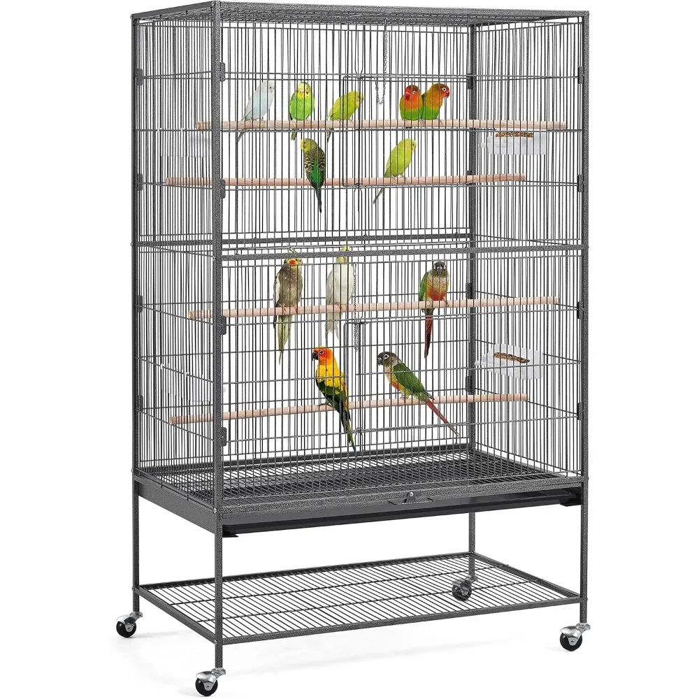 

60.5inch Extra Large Bird Cage Metal Parrot Cage Flight Cage for Cockatiels African Grey Quaker Green Cheek Sun Conure Medium B