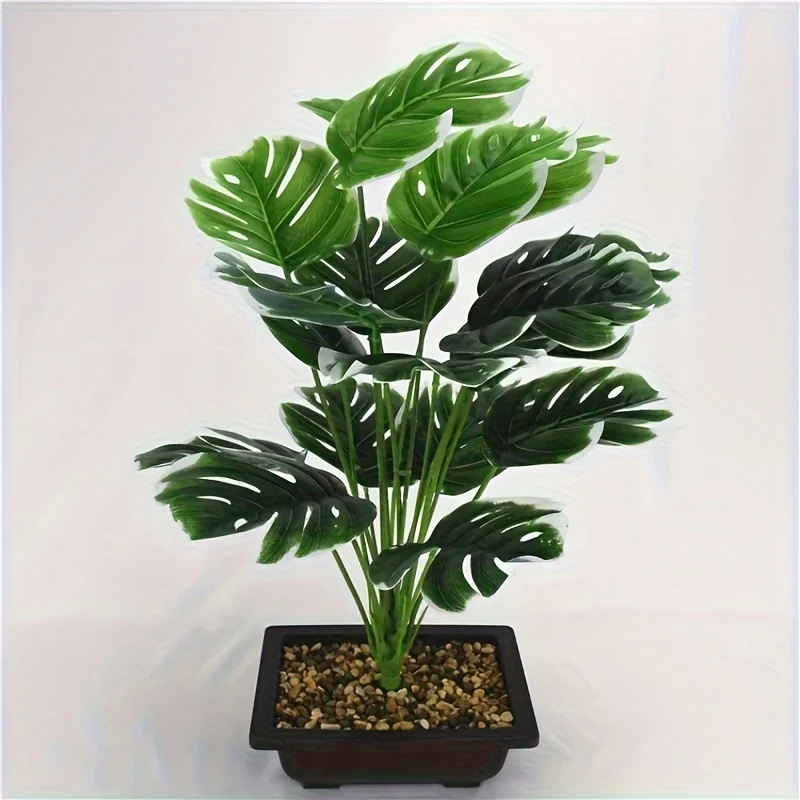 High end 18 Fork Turtle Back Leaf Creative Simulation Plant Wall Potting Engineering Decoration Green Leaves