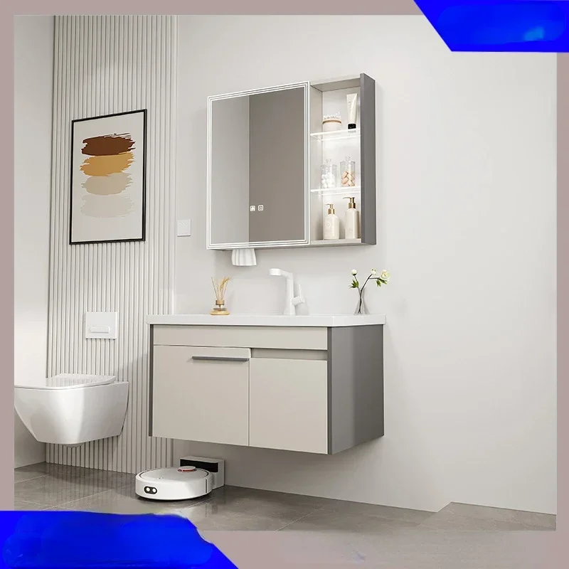 Bathroom Cabinets Modern Bathroom Vanity With Ceramic Sink Combination Smart Mirror Cabinet Lacquered Luxury Bathroom Furniture