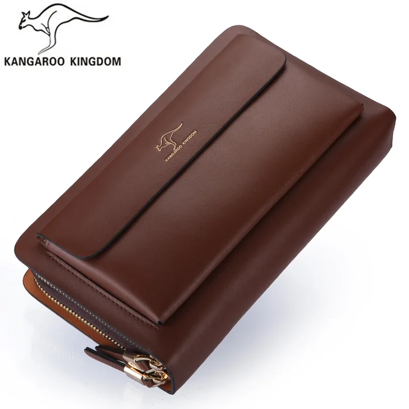 Kangaroo Kingdom Luxury Designer Brand Handbags Split Leather Big Capacity Men Clutch Bags Business Hand Bag for Man