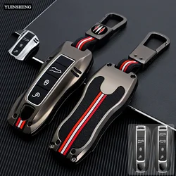 3 4 Buttons Zinc Alloy + Silicone Remote Key Case Cover Holder For Porsche 911 718 Panamera Macan Cayenne Boxster Cayman