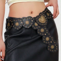 New vintage love Belt for women Vintage waist Wrap for girls Metal stitching rivets Decorative accessories Spice Belt for women