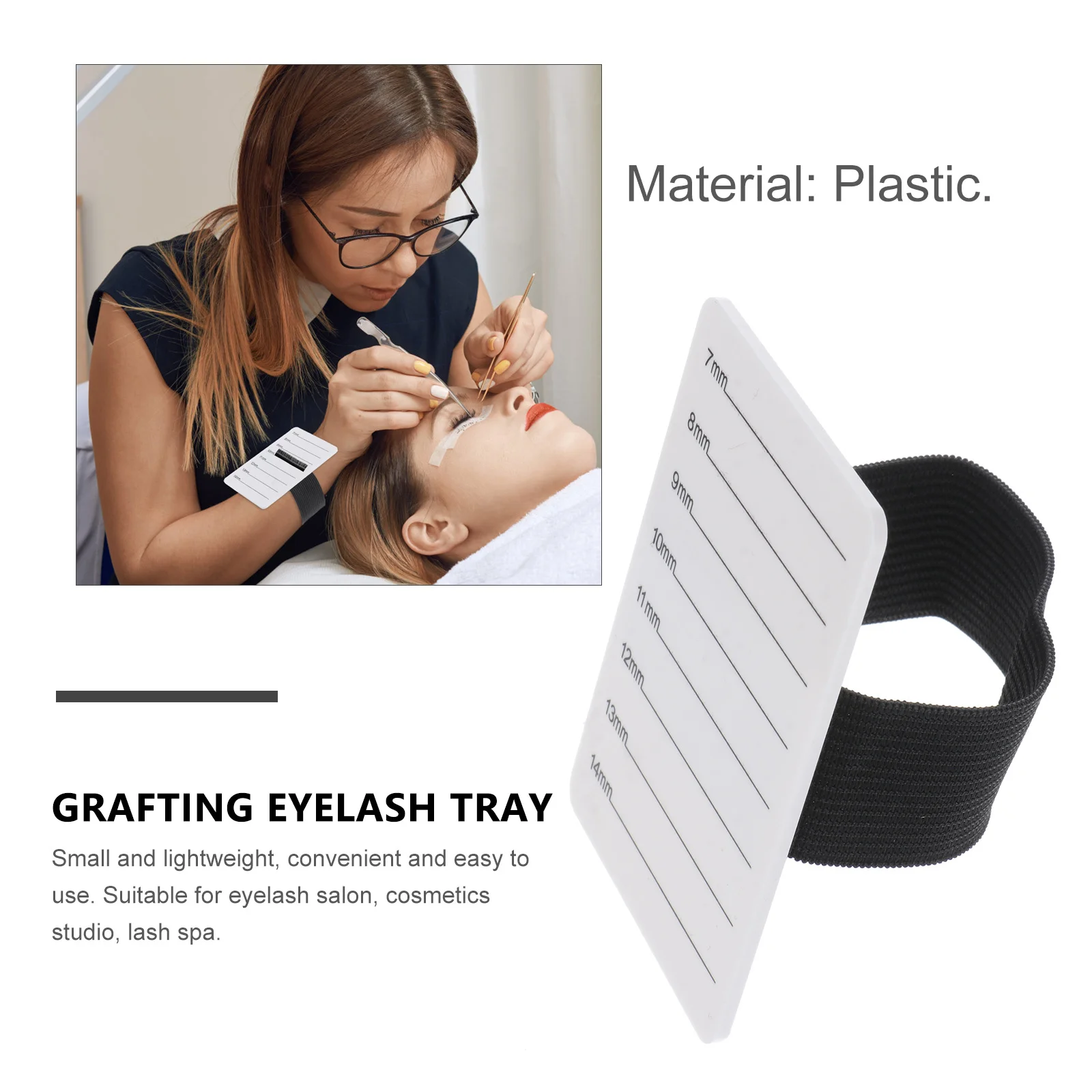 

1Pcs Eyelash Display Board Hand-Held Eyelash Tray Durable Lightweight Lash Holder for Grafting False Lashes Extension with Scale