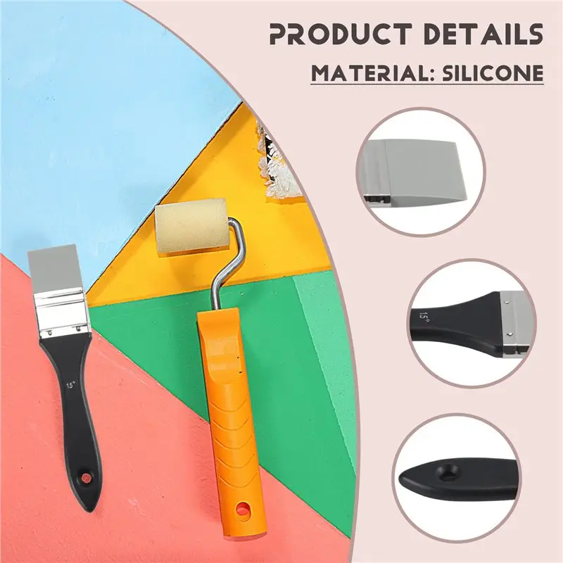 PORK-6X Silicone Color Shaper Brush Wide Firm Flat Silicone Paint Brush Flexible Acrylic And Water Based, 1.5 Inch