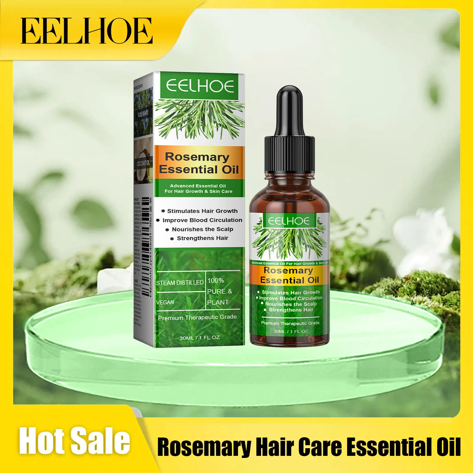 Eelhoe Розмарин для ухода за волосами Эфирное масло Укрепление роста Уменьшение выпадения кожи головы Лечение поврежденной кожи Более густые масла для роста волос