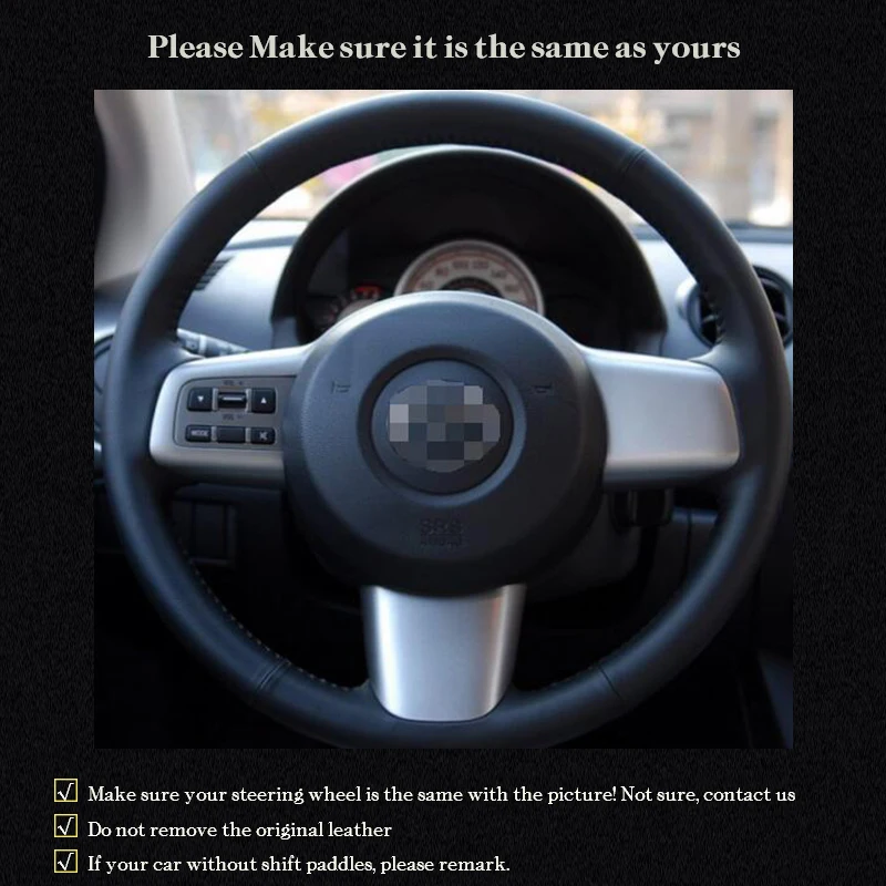 Car Braid On The Steering Wheel Cover for Mazda 2 2008-2014 Braid Steering Wheel Covers Interior Accessories Car-styling