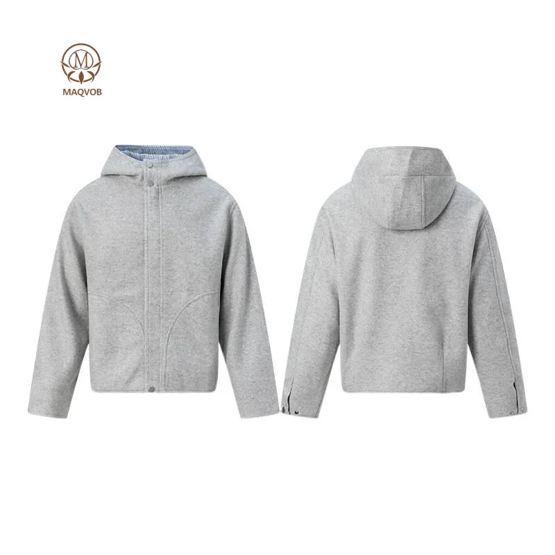 

MAQVOB Одежда высшего качества, размер ЕС, США, повседневная куртка на полосатой подкладке, негабаритная куртка с воротником-стойкой, унисекс, Cleanfit, свободная осенне-зимняя толстовка с капюшоном