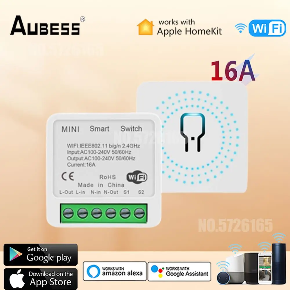 16A WiFi Switch 2-way Control Switches Module Smart homekit Mini Smart Breaker Siri Voice Control Work With Alexa Google Home