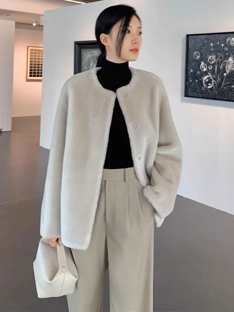 Imitazione pelliccia di visone giacca femminile Shearling Shearling cappotto di lana di agnello donna coreano caldo 2024 autunno inverno nuovi cappotti di pelliccia giacca