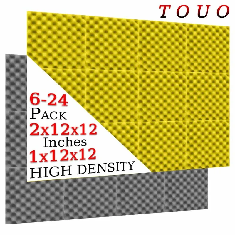 

TOUO 6/12/24 Pcs High Density Acoustic Foam Egg Crate Sound Foam Studio Acoustic Treatment High Density Sound Absorbing Material