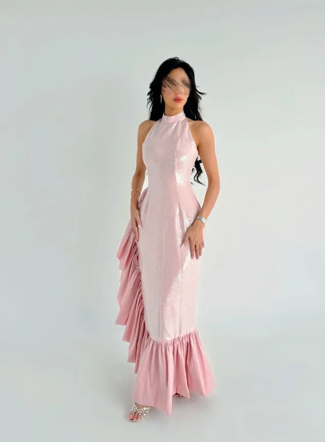 Customized Pink Vestidos Para Bodas Mujer Invitada Dress For Women Prom Dresses Robes De Soirée Evening Dress 2024 Elegant F