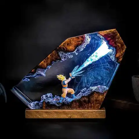 Dragon Ball Resin Lamp (Handmade Custom Version) & Dragon Ball Son Goku Resin Figurine Trendy Toys