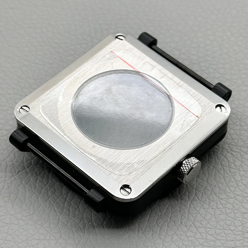 Mod 42mm Schwarzes Quadratisches Piloten-Cockpit-Gehäuse mit Transparenter Rückseite Passend für NH34 NH35 NH38 NH36 4R 7S Uhrwerk Saphirglas Uhrengehäuse-Teil – Detail 20