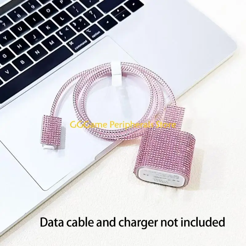 U55B Luxury Rhinestoned Charging Case For Phone With Matching Wire Protectors And Twisting Cable Organiser In 8 Color