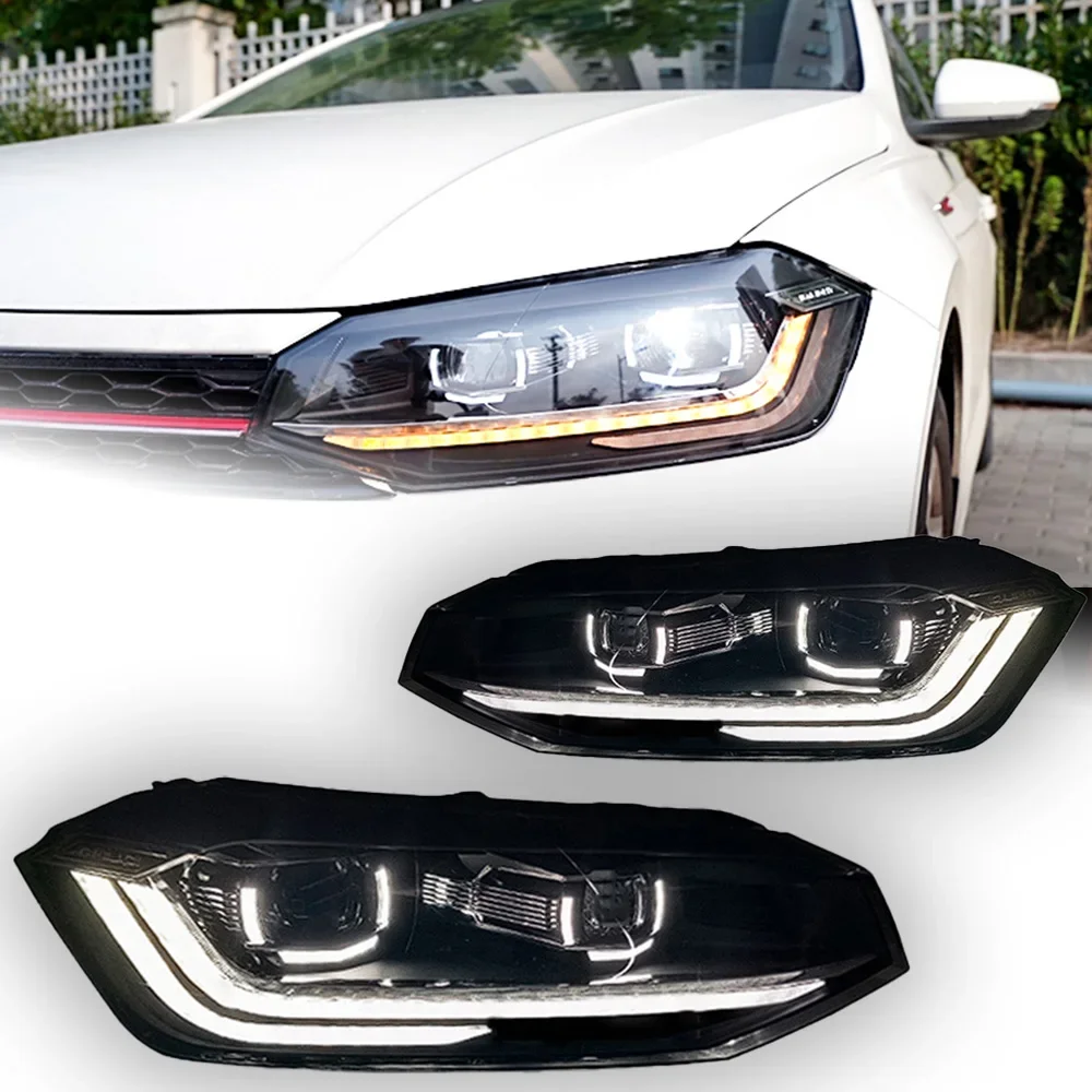 KQX Car Lights for VW Polo LED Headlight Projector Lens 2017-2021 Vento Head Lamp Dynamic Signal DRL Automotive Accessories