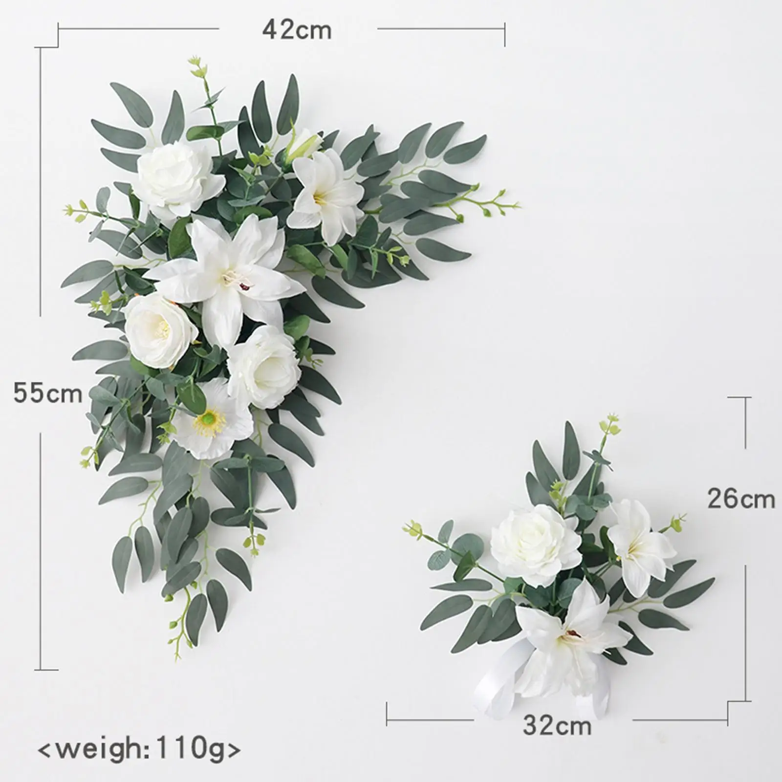 

2Pcs Wedding Arch Flowers Ornament Welcome Sign Wedding Decor Versatile Holiday Reception Modern Artificial Floral Swags Garland