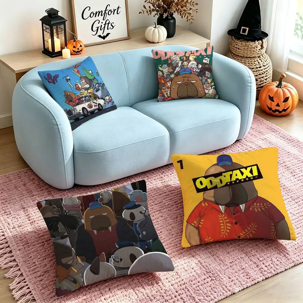 Anime O-Odd Taxi  Pillow Case Square Double-Sided Sofa Cushion Cover Bedroom Bedside Pillow
