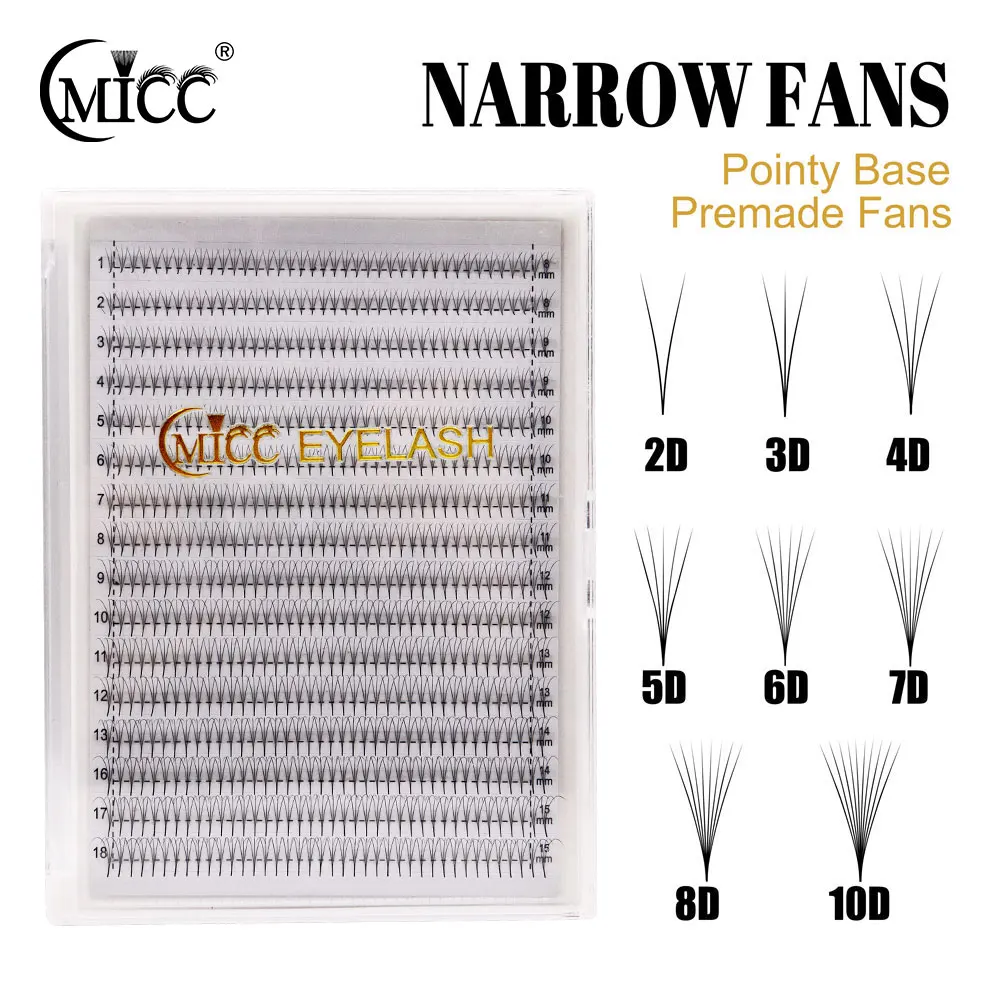XL Tray Eyelashes Extensions 2D-10D Narrow Lashes Pointy Base Premade Lash Fans Middle Stem Thin Root Faux Mink Lashes Extension