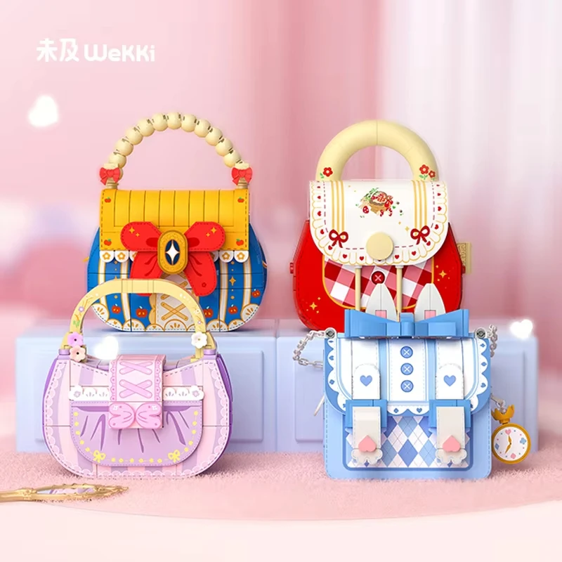 Weekit Pink Handbag Building Blocks Snow White Rapunzel Alice Red Riding Hood Assembles Decoration Puzzle Brick Toy Adult Gift