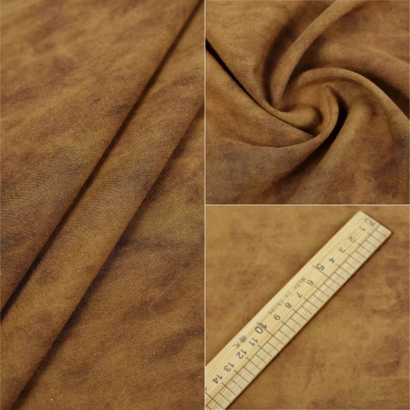 

L100cm X W150cm Linen Cotton Fabric Brown Tie Dye Print Soft Drape Breathable Textured DIY Sewing Craft Material Dress Cheongsam