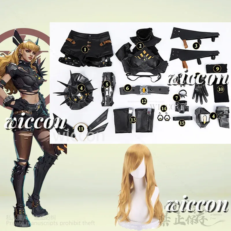 

asdh8@Game Rivals Cosplay Malikenn Sexy Anime Costume Crop Top Shorts Wigs Shoes Set For Jirai Kei Girls Battle Uniform Cos Cust