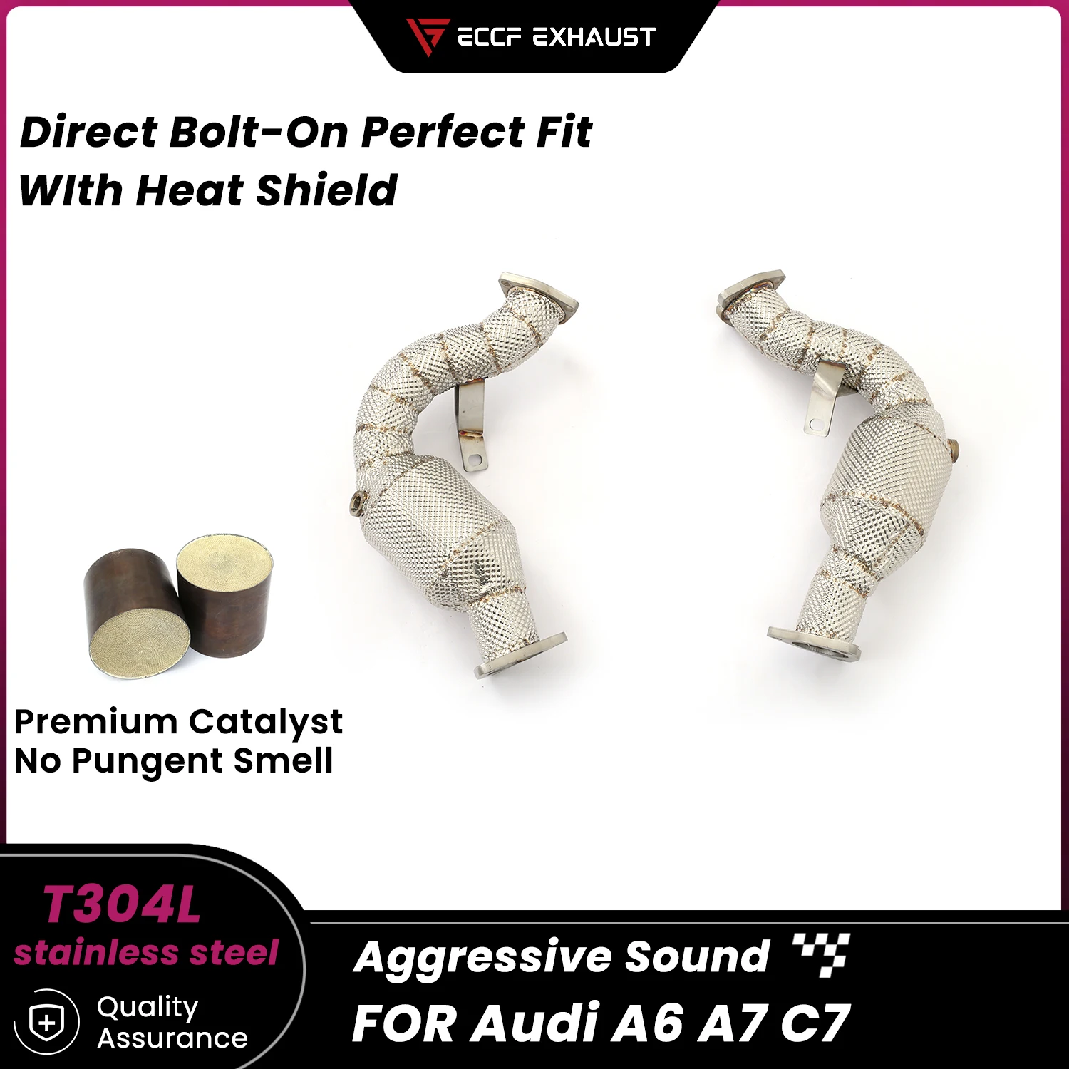 

Спортивная водосточная труба с теплозащитным экраном для Audi A6 A7 C7, агрессивный звук выхлопной системы, высокая производительность, обновление