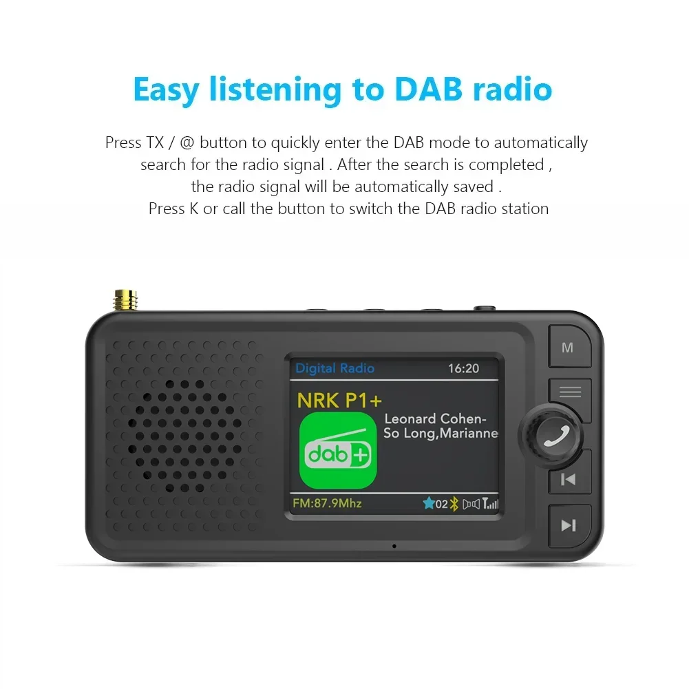 Car DAB Radio Receiver 2.4Inch Screen Stereo Sound Digital Signal Antenna Broadcast Adapter FM Transmitter 2W Speaker 2025 New
