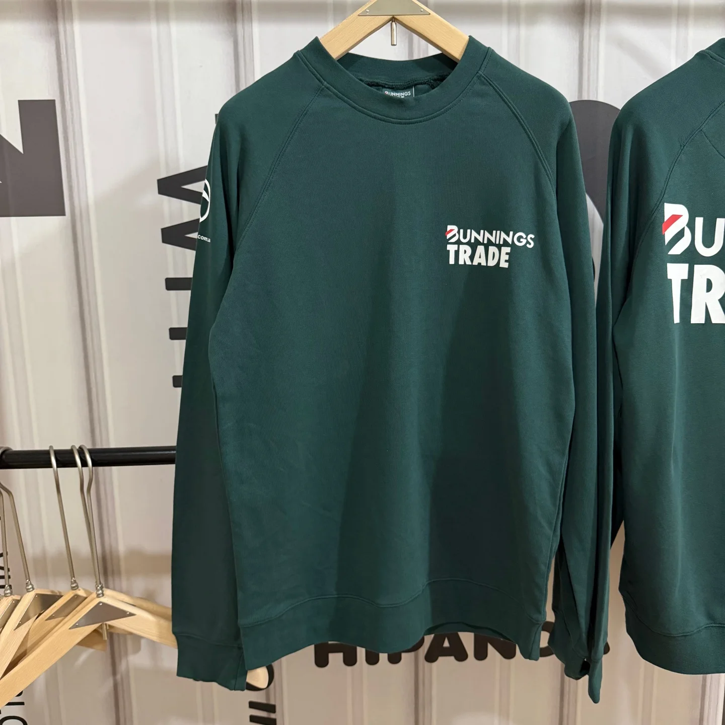 Australian BUNNINGS TRADE Trendy Loose round Neck Sweatshirt Autumn Winter Thick Pure Cotton Fleece Long Sleeve Men's Casual ...