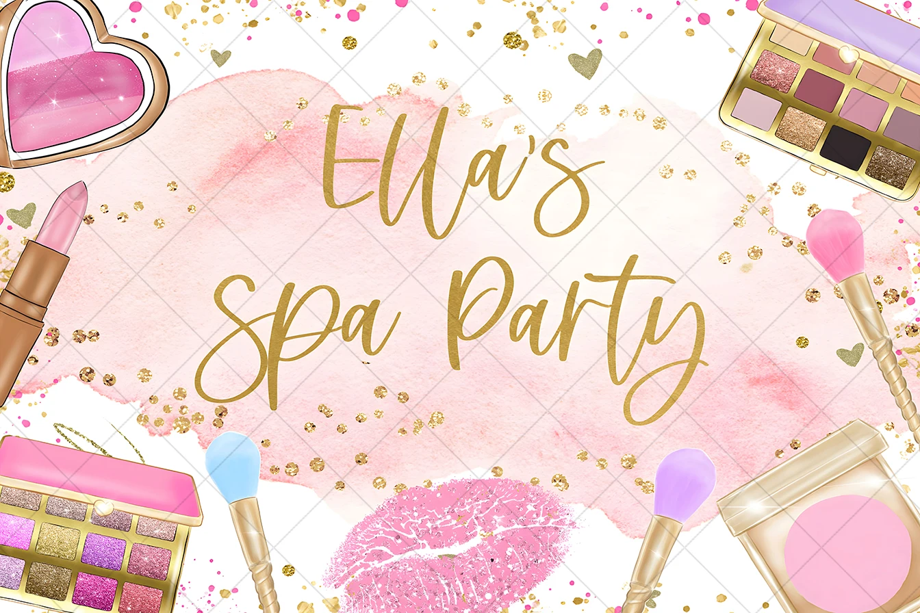 Spa Party Backdrop Pink Beauty Makeup Women Girls Princess Birthday Decor Photography Custom Background Photo Studio