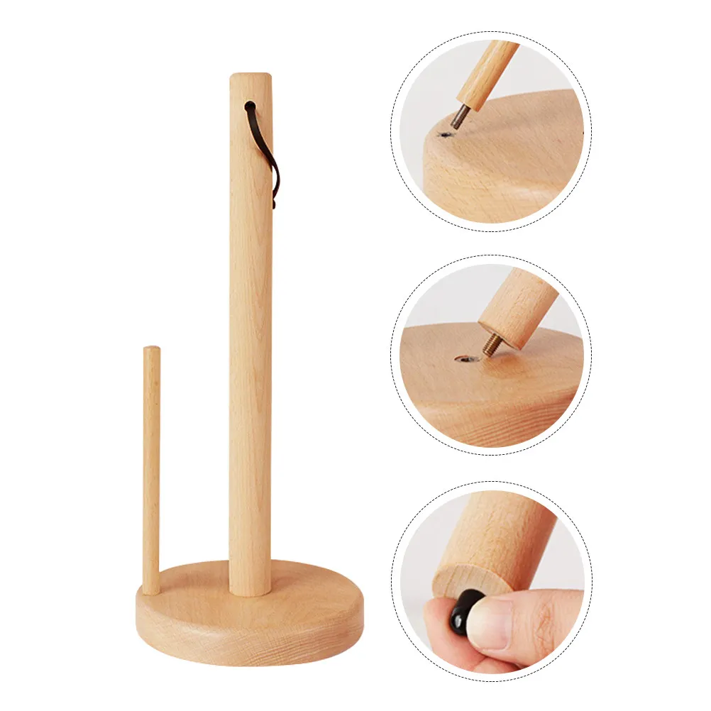 

1Pcs Premium Wood Tissue Holder Upright Roll Paper Storage Rack for Small Spaces Modern Minimalist Kitchen Paper Towel Stand