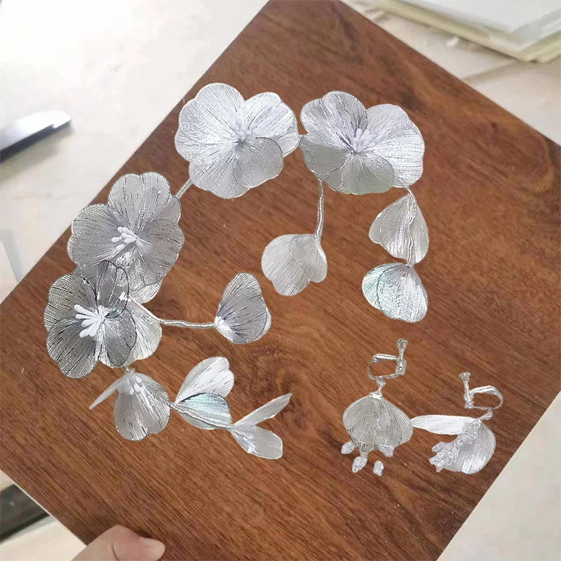 Повязки на голову для невесты, диадемы для женщин, серебряные повязки для волос с цветком, обручальный головной убор для выпускного вечера, свадебные аксессуары для волос, ювелирные изделия Noiva