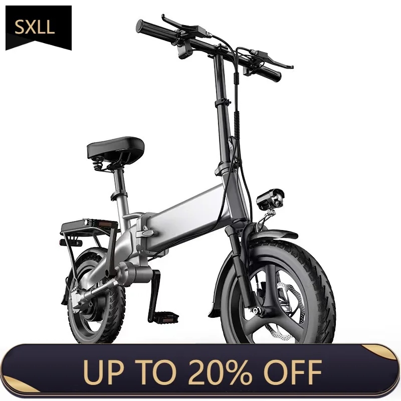 จักรยานไฟฟ้าพับได้ SXLL รุ่นใหม่ ปี 2024 แรงดัน 48 โวลต์ ยาง 14 นิ้ว โครงเหล็ก มอเตอร์กลาง 400 วัตต์ แบตเตอรี่ในตัว เกียร์ 7 สปีด