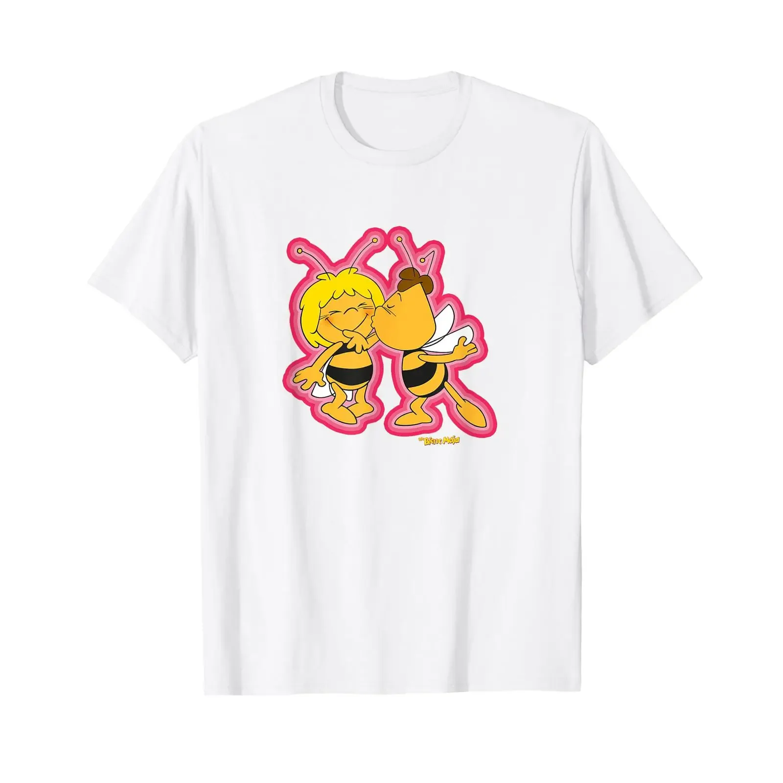 Camiseta clásica Maya la Abeja, Maja y Willi, blanca, estilo vintage, lavada, versátil, transpirable, con gráfico de diseñador de moda