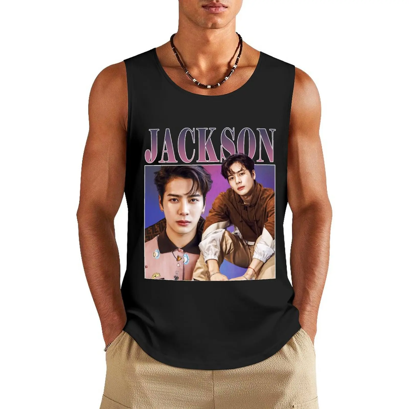 

Jackson GOT7 Tank Top Sleeveless men Men's fitness t-shirt