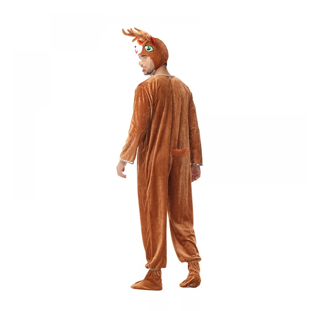 Men Christmas Cute Reindeer Adult Costume Unisex Deer Animal Onesie New Year Party Jumpsuit