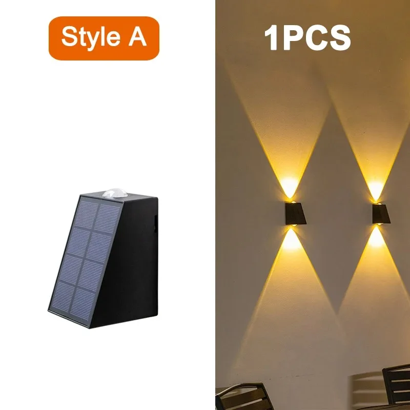 Nieuwe Upgrade Led Buitenmuur Solar Lights Waterdichte Tuin Wanddecoratie Verlichting Voor Villa Patio Trapgang - afbeelding 1