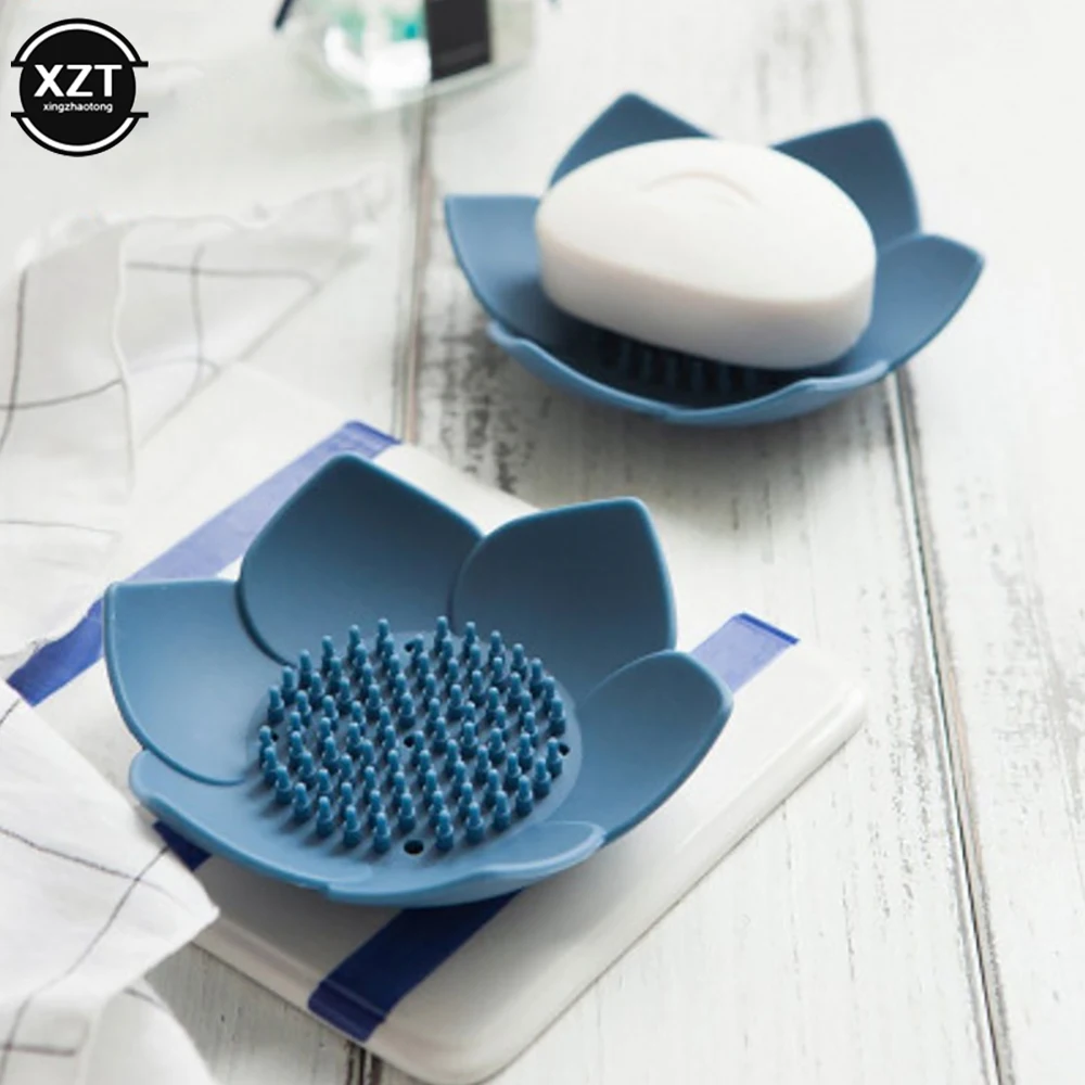 Newest Soap Box Lotus Shape Non-slip Portable Silicone for Draining Soap Tray Draining Soap Dish Kitchen Bathroom Accessories