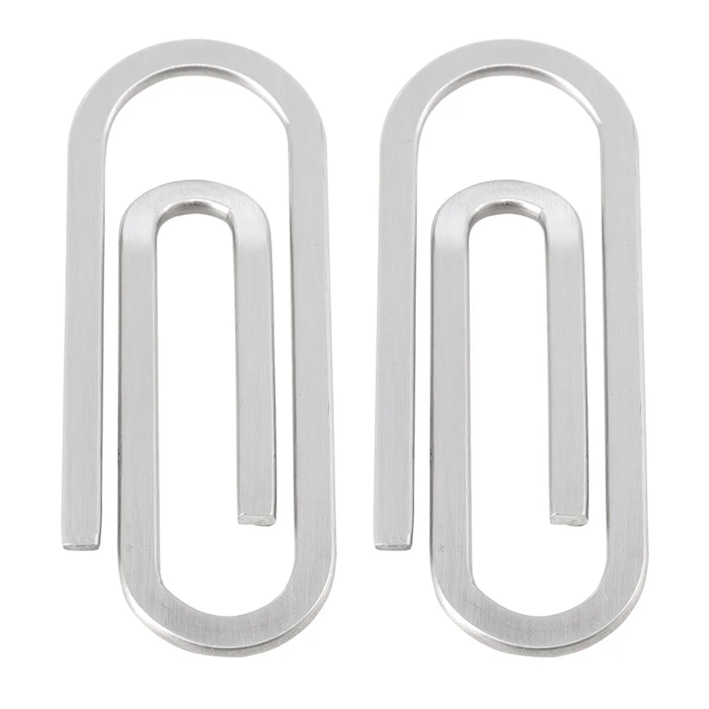 2 Pcs Two Paper Clip Clips Creative Standard Money Fixing Clamp Office Slim Wallet