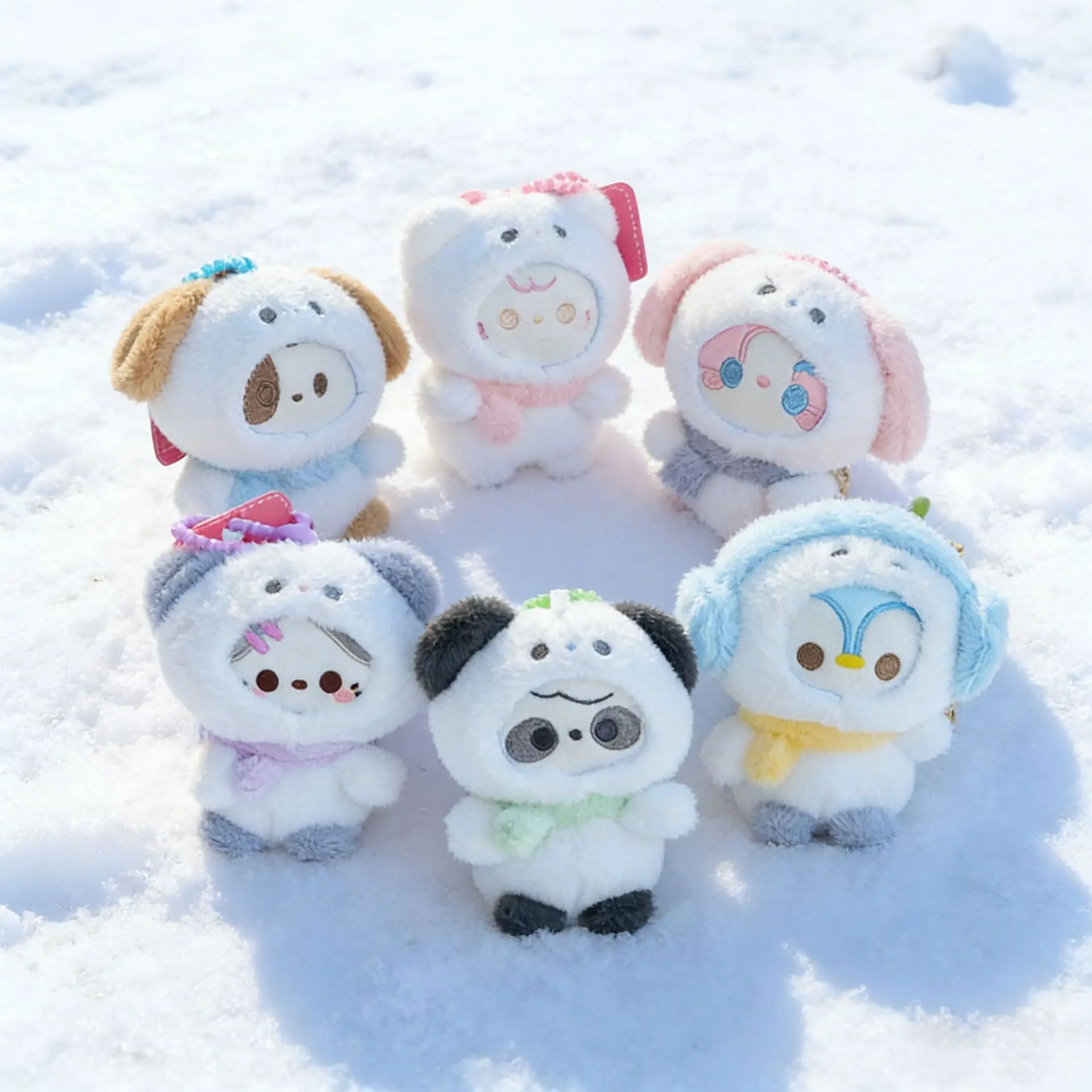 

Набор плюшевых брелоков «Снеговик» 14 см, милые мультяшные животные, подвески для сумок, мягкие плюшевые куклы-подвески для женщин, девочек, детей, зимний подарок
