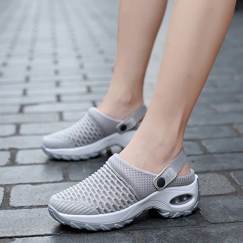

New large-sized mesh women's shoes for spring and summer daily wear, half-drawn-out mom shoes, air-cushioned women's shoes
